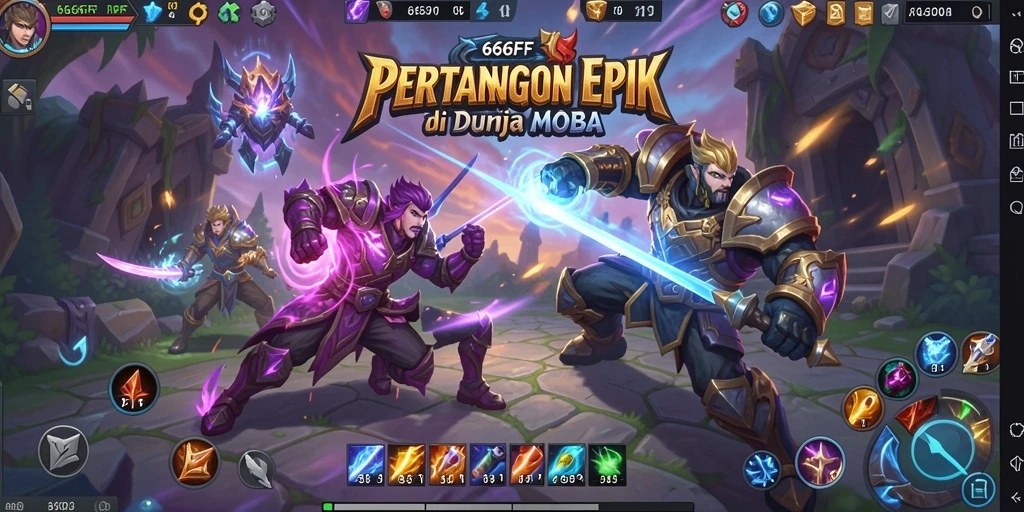 Screenshot utama dari gameplay seru di 666FF yang menampilkan pertarungan antartim.