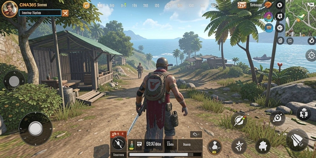 Screenshot gameplay CINA365 menampilkan interaksi karakter yang dinamis.