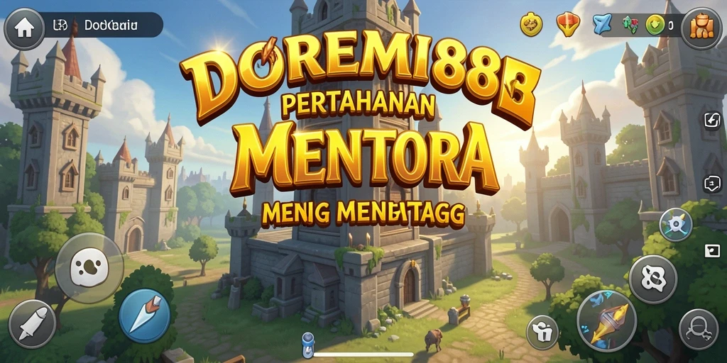Tampilan gameplay DOREMI88 dengan aksi menara mempertahankan markas.