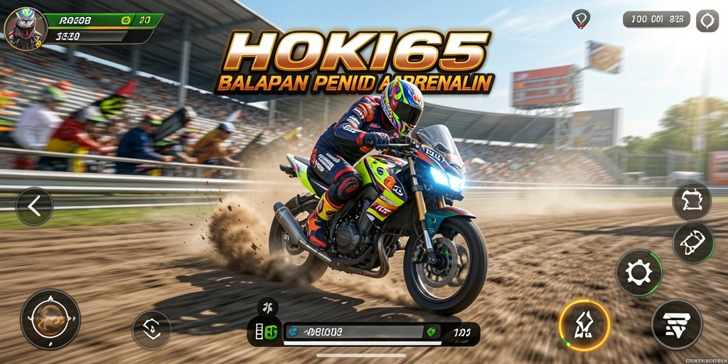 Tangkapan layar gameplay HOKI65 menampilkan balapan motor yang seru dan menegangkan.