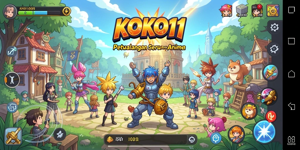 Tampilan gameplay KOKO11 yang penuh aksi dan karakter anime yang menarik.