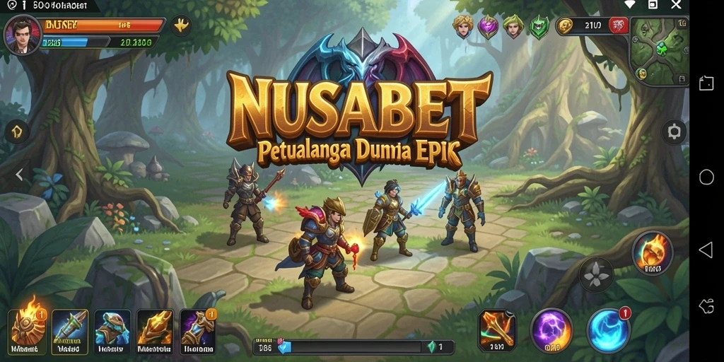 Screeshot gameplay NUSABET menunjukkan aksi pertempuran yang mendebarkan di dunia fantasi.