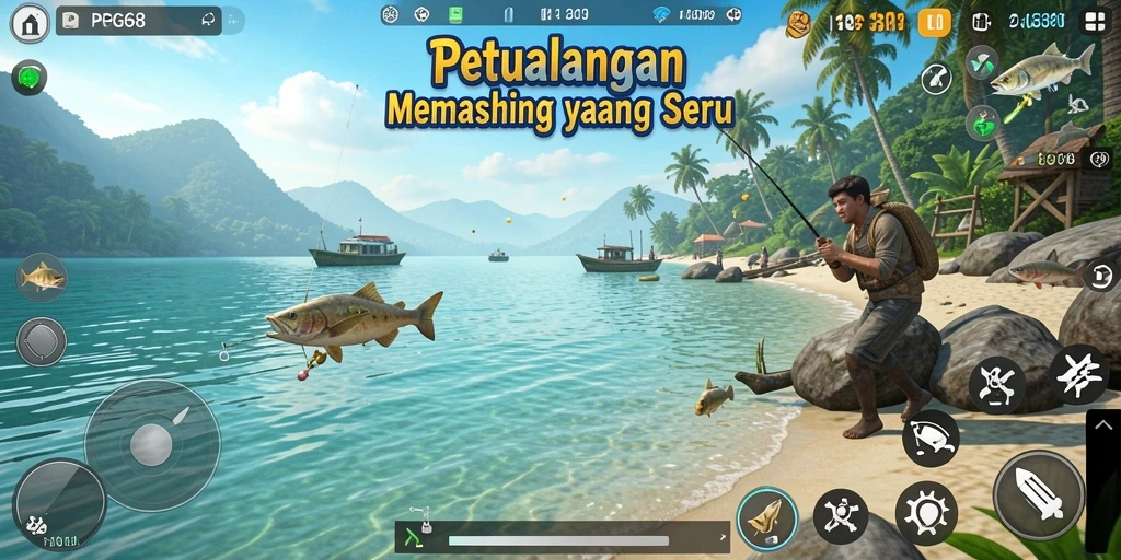 Screenshot PGG68 yang menunjukkan aksi memancing yang realistis.