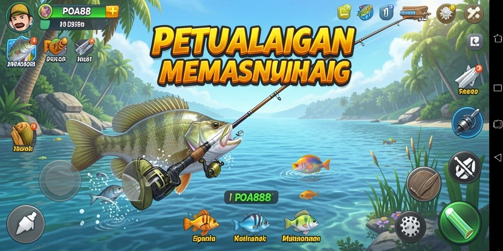 Screenshot gameplay POA88 menampilkan aksi memancing yang seru.