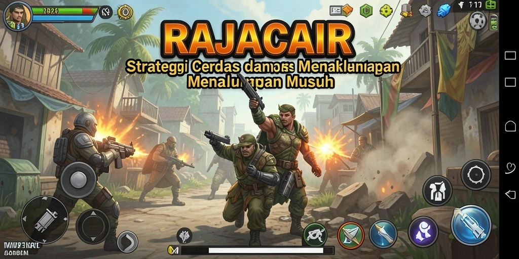 Screenshot utama RAJACAIR menampilkan pertempuran strategi yang intens.