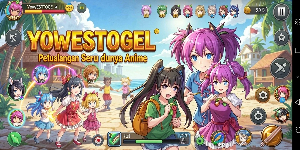 Tangkapan layar gameplay YOWESTOGEL yang penuh aksi dan karakter anime.